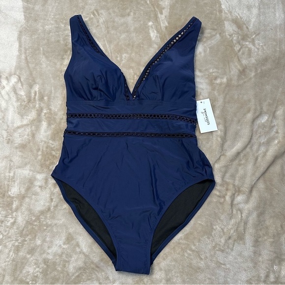 Swimsuits for All Women's Plus Size Lattice Plunge One Piece Swimsuit Size 18 - Picture 4 of 10